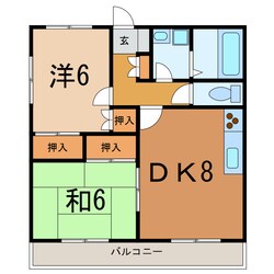 花園 徒歩3分 3階の物件間取画像